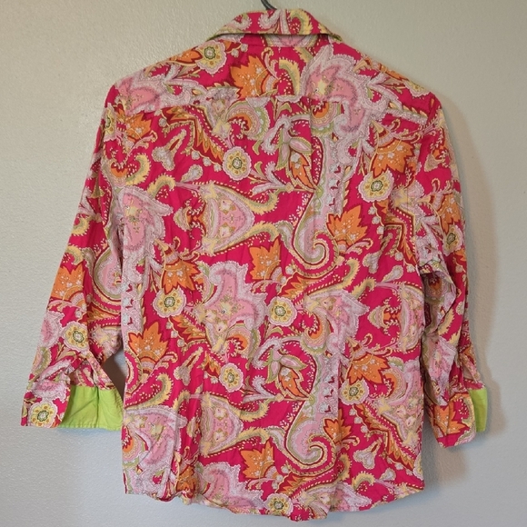 Lauren Ralph Lauren Pink Paisley Button Down Shirt Size Medium - Picture 2 of 6